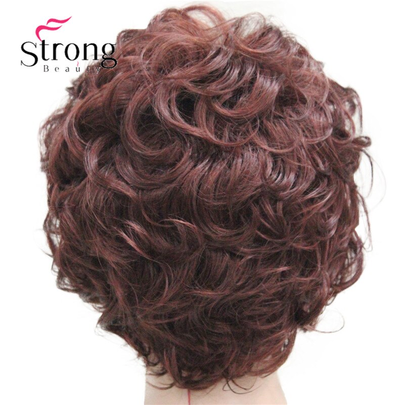 Kurze Weiche Zerzaust Ändern Locken dunkel rotbraun Volle Synthetische Perücken frauen Perücke FARBE ENTSCHEIDUNGEN: 33A