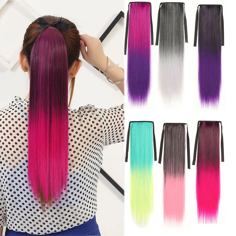 Jeedou-coleta sintética recta para Cosplay, cinta de Color azul, rosa, rojo, arcoíris, cordón, Vitality