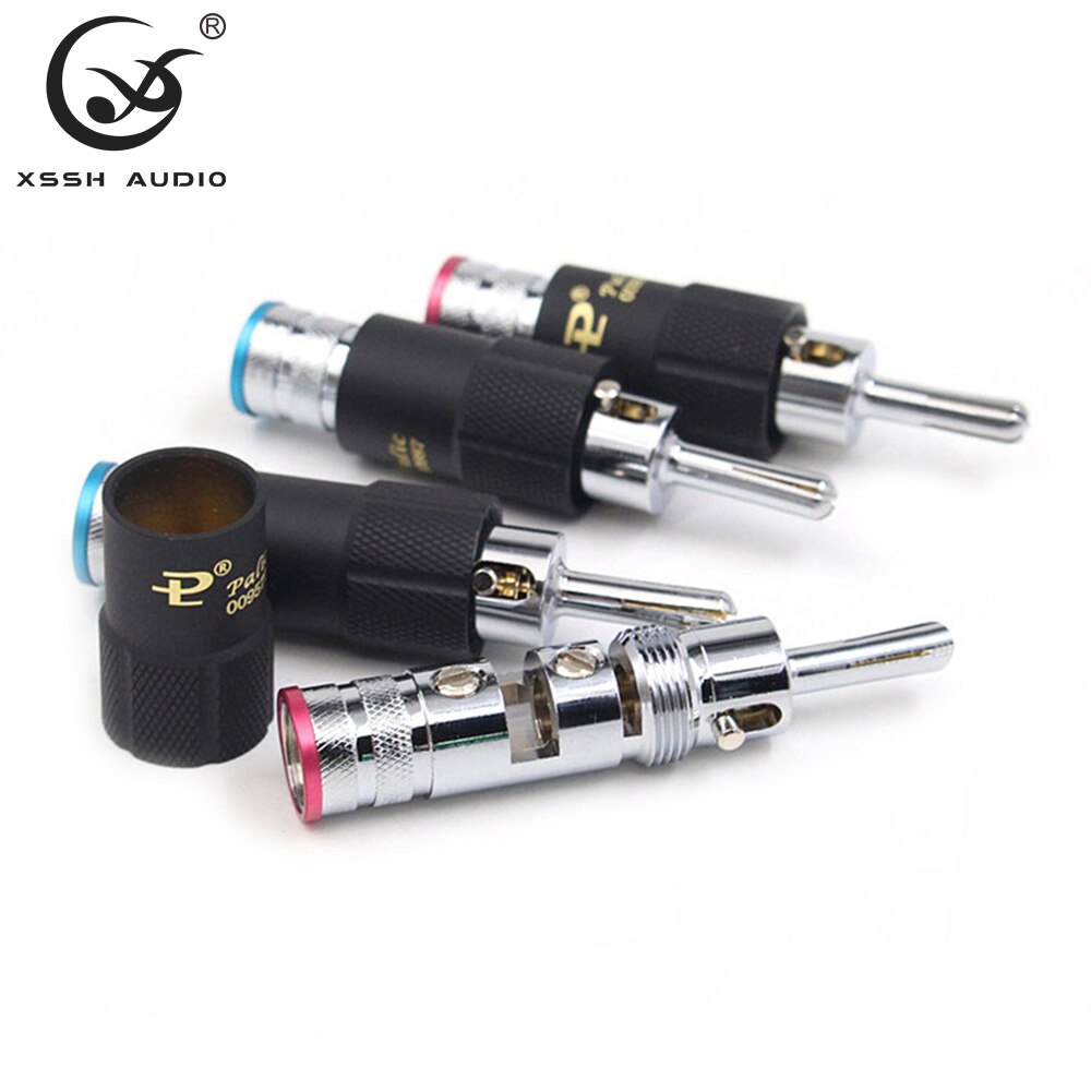 8 stücke YIVO Hallo-Ende Gold Rhodium Überzogene Audio- Video Lautsprecher Jack Kupfer 8mm selbst-Verriegelung Männlichen connecter Banane Stecker