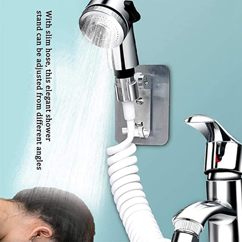 Chowany wąż prysznicowy toaleta umywalka rozszerzenie szampon artefakt ręczny mała dysza szampon ze stojakiem