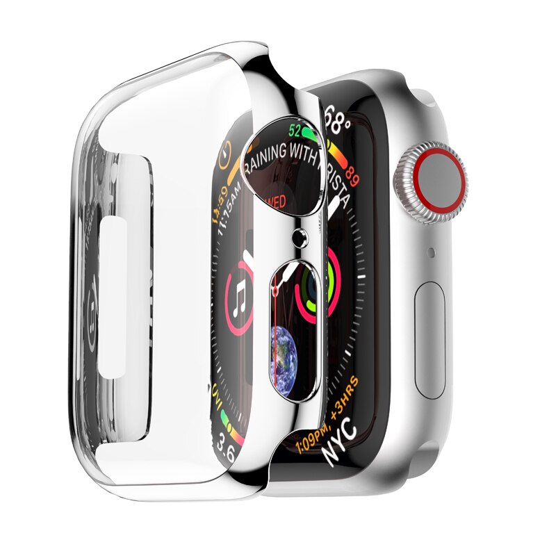 Hardt etui til apple watch series 5/4 40mm 44mm med skjermbeskytter herdet glass beskyttelsesdeksel for iwatch