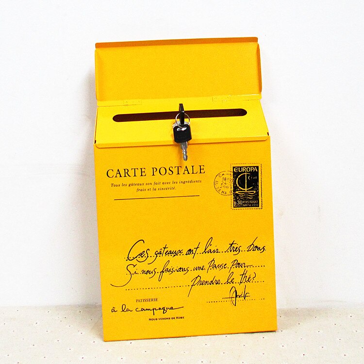 Waterdichte Outdoor Metalen Post Box Brief Mailbox Wall Mounted Afsluitbare 2 Toetsen Mail Box: Yellow Small