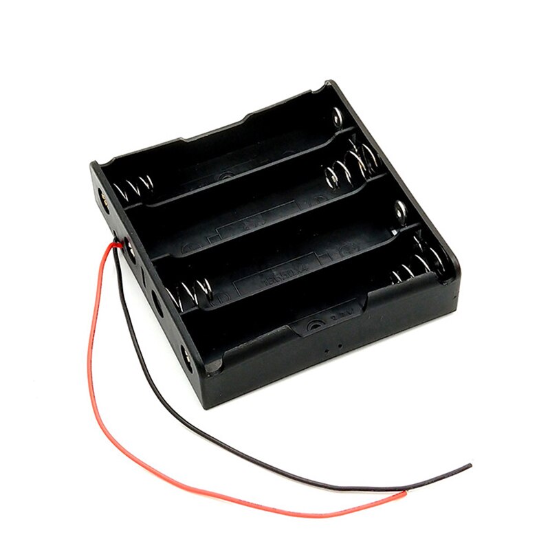 3.7V 1x 2x 3x 4x 18650 Battery Storage Box Case Black Plastic 1 2 3 4 Slot DIY Batteries Clip Holder Container W/ Wire Lead Pin: X4 Slots