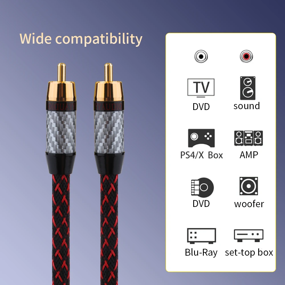 YYAUDIO Coaxial Audio Cable Rca to Rca Cable Hi Fi Coax Male to Male Speaker Cable Subwoofer Cable Video Rca AV TV Cable