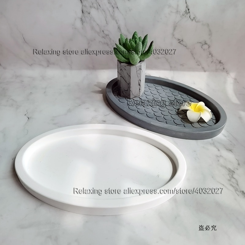 19cm ovale betonbakke palle silikone form stor størrelse ellipse form cement opbevaring bakke forme gips epoxy harpiks form