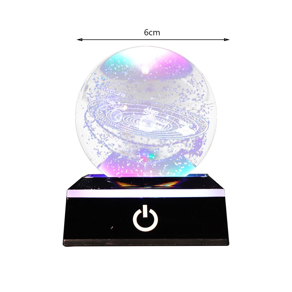Crystal Ball Solar System Sun System Ball with LED Light Planets Constellation Ornaments Collection Home Decor: Black LED