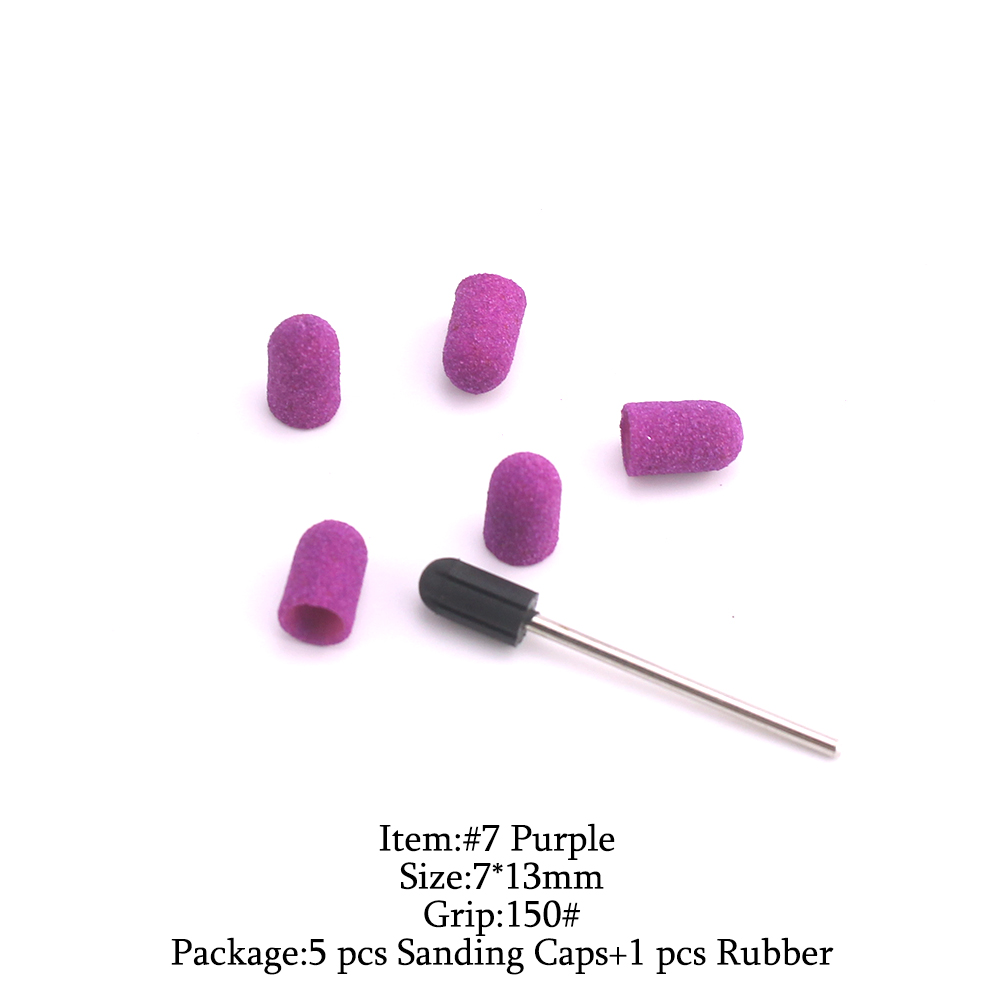 5 stk plastik slibehætter lilla sandblok med greb elektrisk pedicure manicure plejetilbehør poleringsfodværktøj: Z -2