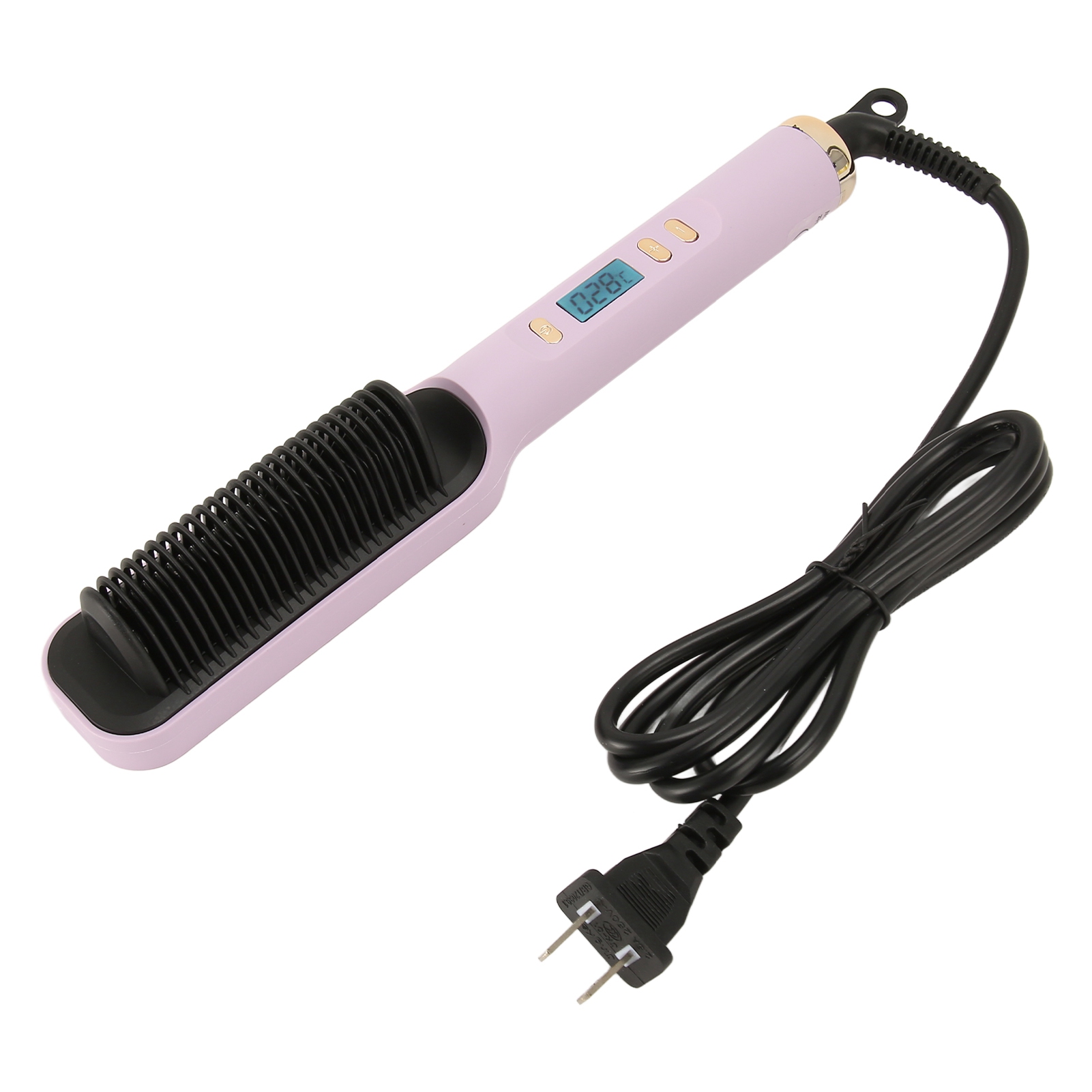 Ionic Hair Straightener Brush 35W Hair Straightening Brush Even Heating LCD Hair Straightener Brush for Home: PURPLE