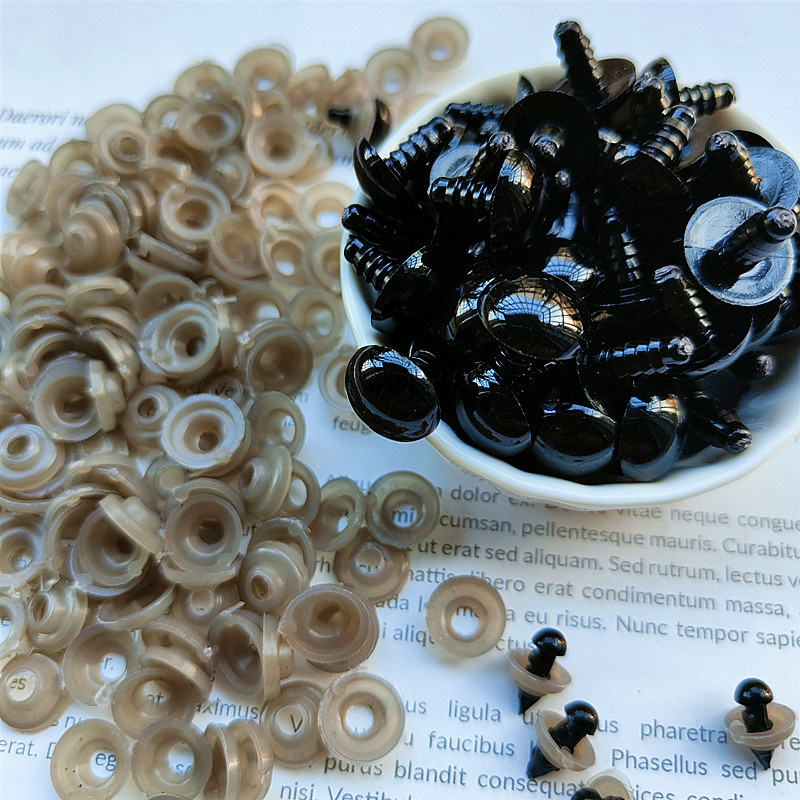 Ojos de plástico negros para muñeca artesanal, accesorios decorativos de juguete, ojos roscados de seguridad Animal, suministros de Material, 5-14mm, 60-120 piezas: Opaco / L