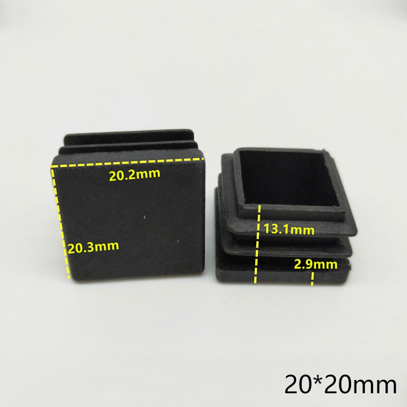 10Pcs Black Plastic Steel square pipe plug Furniture Leg plug Anti Slip Feet Protector Pad Plastic square tube cap plug: 06