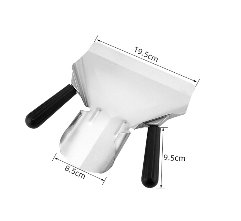 French Fries Shovel Chip Scoop Food Stainless Steel Kitchen Tools Fries Burger Packaging Tool Single Double Handles Grip: Double Handles Grip