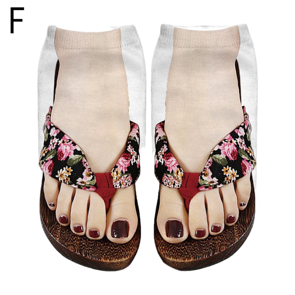 1 Pair 3D Printing Pattern Flip Flop Socks Funny Socks for Women Flip-flop Ankle Socks Low Cut Floor Socks Hosiery Novelty: Gold
