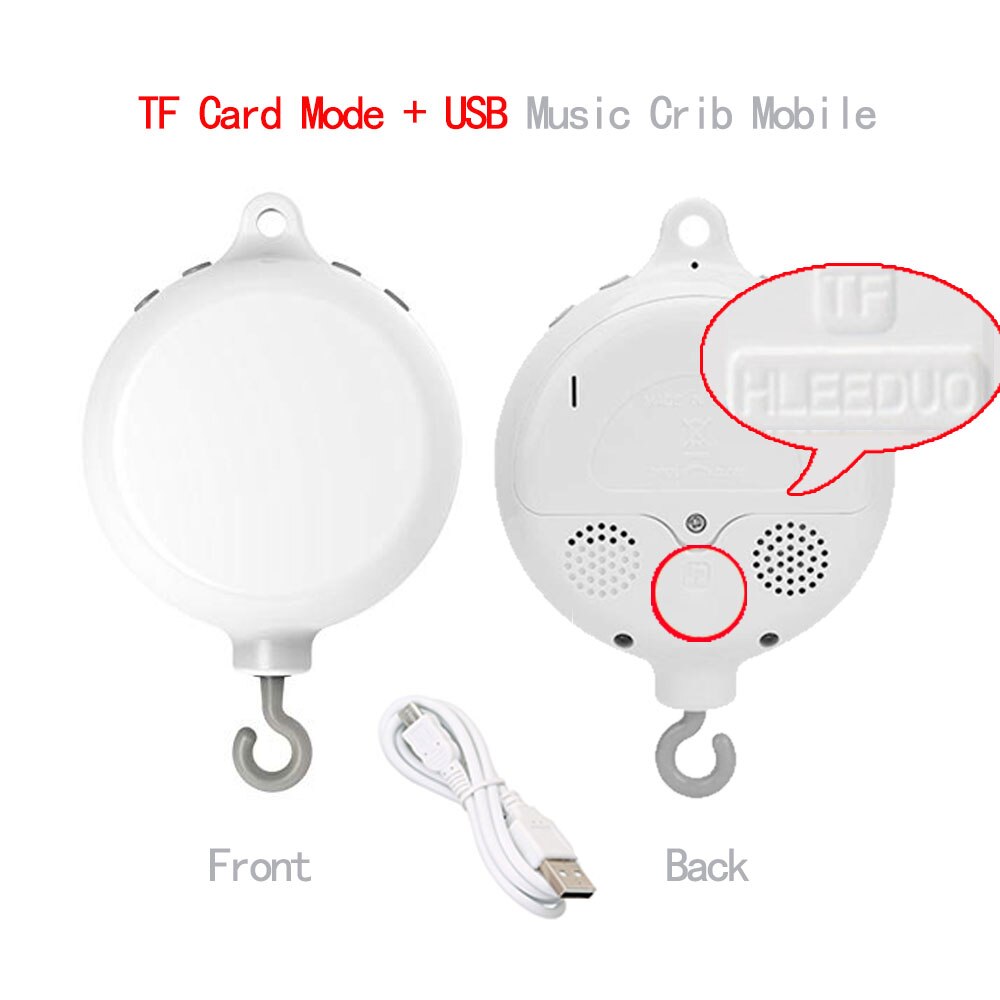 Baby Bett Glocke Spielzeug Halfter Handy, Mobiltelefon Krippe Musik Kasten Arm Halterung Weiß Rasseln Halterung Neugeborenen Glocke Krippe Spielzeug Für 0-12 monate Baby: TF Karte Modus und usb