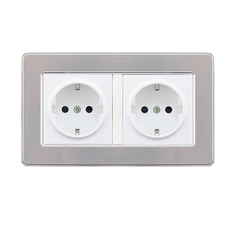 Avoir Eu/De/Ru Standaard Plug Aarding Stopcontact Rvs Panel Outlet 146Mm * 86Mm dubbele Plug Stopcontact