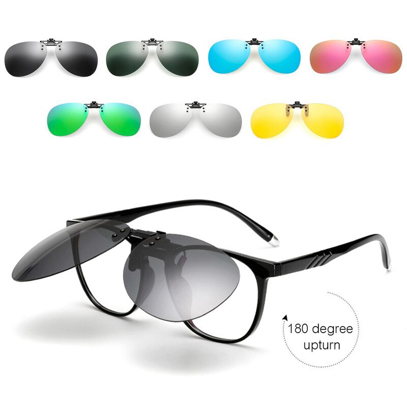 Convenient Polarized Clip-on Night Vision Pilot Fishing Sunglasses Flip-up Len Cycling Driving Glasses#288216