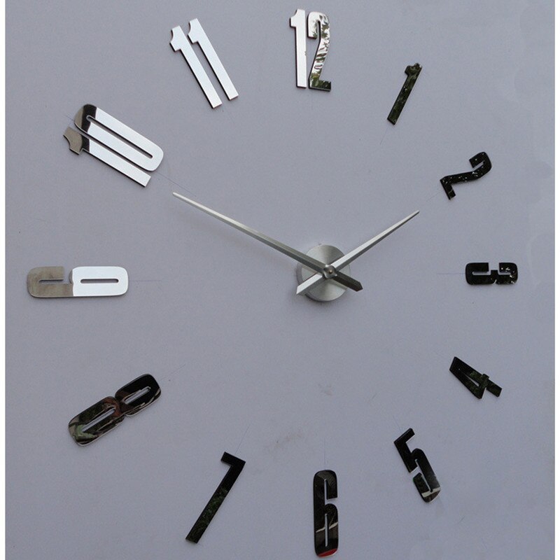 Reloj de pared grande 3D DIY, sala de estar silenciosos para grandes relojes digitales, números árabes, pegatinas de espejo autoadhesivas para pared, decoración del hogar