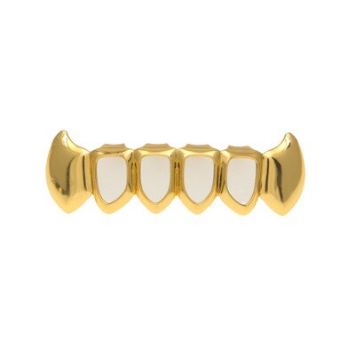 1 stk hip hop tænder sæt sølv guld tand top bund caps punk falsk dental grill til kvinder mænd krop smykker cosplay fest: Guld bund