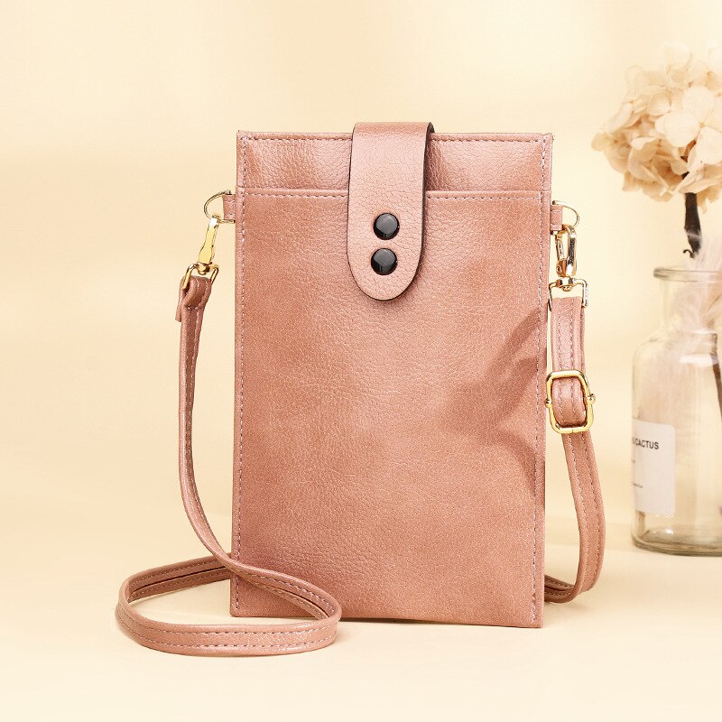 Dunne Schoudertas Voor Vrouwen Pu Lederen Kleine Telefoon Tas Dames Mini Crossbody Messenger Bag Vrouwelijke Card Purse: Pink