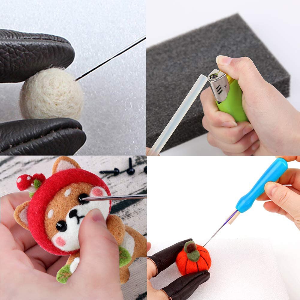 Wool Felt DIY Bag Smiling Strawberry Shiba Inu Needle Animals Wool Felt Poked Knitting Unfinished DIY Wool Felting Package