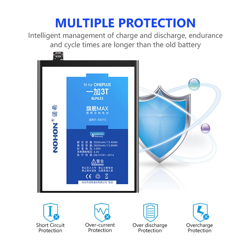 Novo original bateria nohon blp613 blp637 para oneplus 3 5t substituição do telefone móvel bateria alta capacidade ferramentas gratuitas