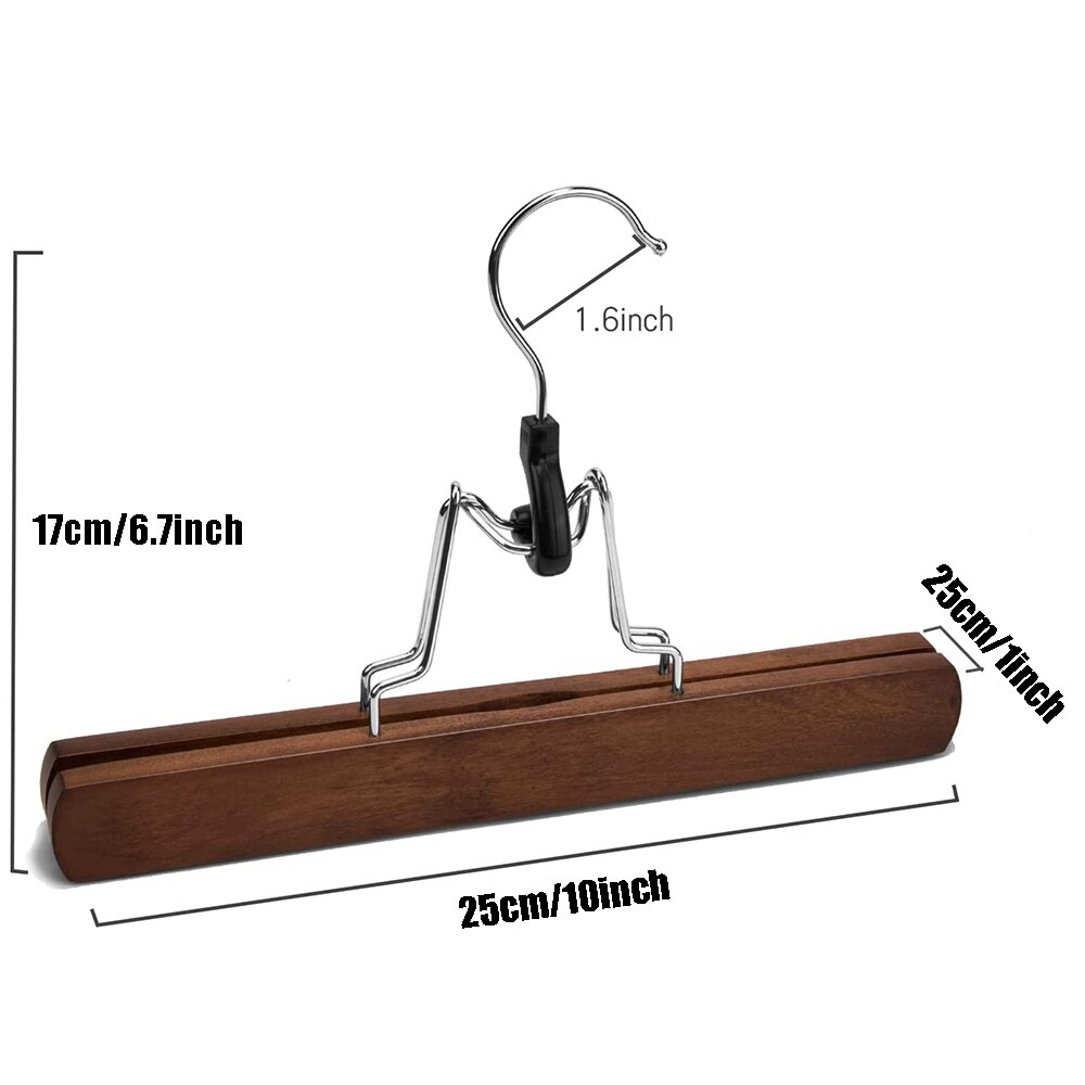 6Pcs Holz Clamp Hosen Rock Haar Verlängerung Kleiderbügel, Nussbaum Holz Hosen Röcke Kleiderbügel, massivholz Hosen Boden Kleiderbügel