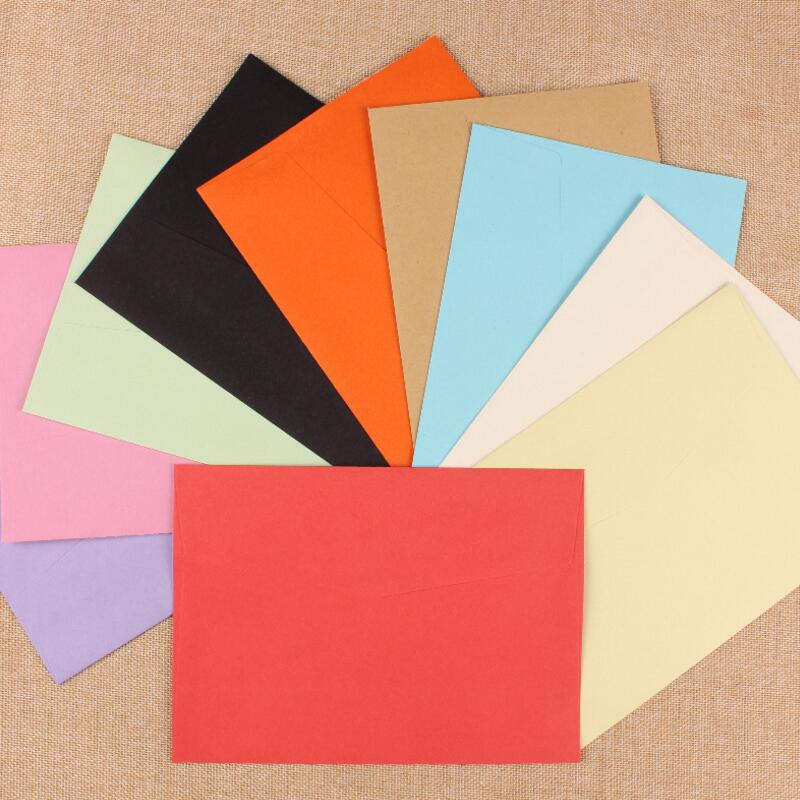 100 pcs/lot bonbons/papier Kraft 10 enveloppes vierges de couleur 118x82mm enveloppes de carte bancaire cartes de voeux Mini enveloppes carte de membre