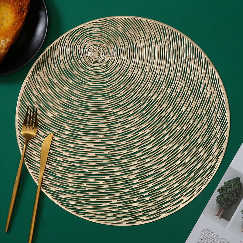 Napperon en PVC motif géométrique, Style Hibiscus fleur antidérapant résistant à la chaleur, utilisation quotidienne, décoration de table à manger, tapis de pique-nique sous-plat: 10