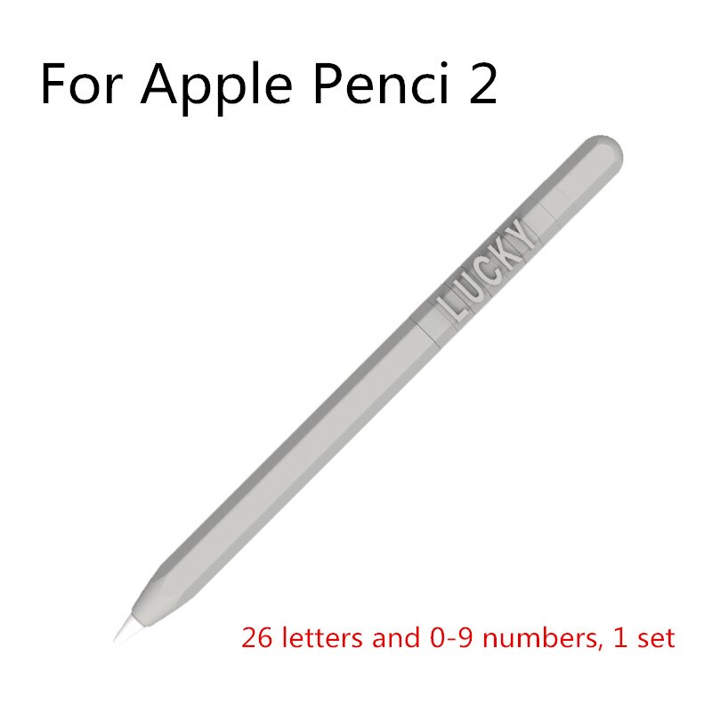 Cute Candy Color Silicone Case For Apple Pencil 2/1 For iPad Tablet Touch Pen Funny DIY Letter Number Protective Cover: gray For pencil 2