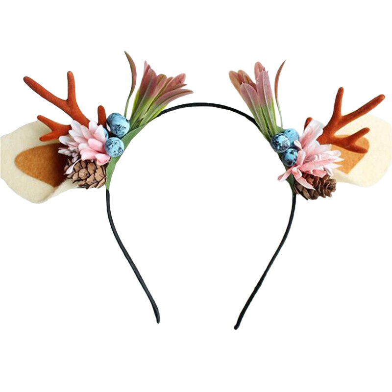 Christmas Deer Horn Headdress Elk Cat Ear Headband Kids Adults Hair Accessories Party Festival Year Decor Photo Props: Pink blue