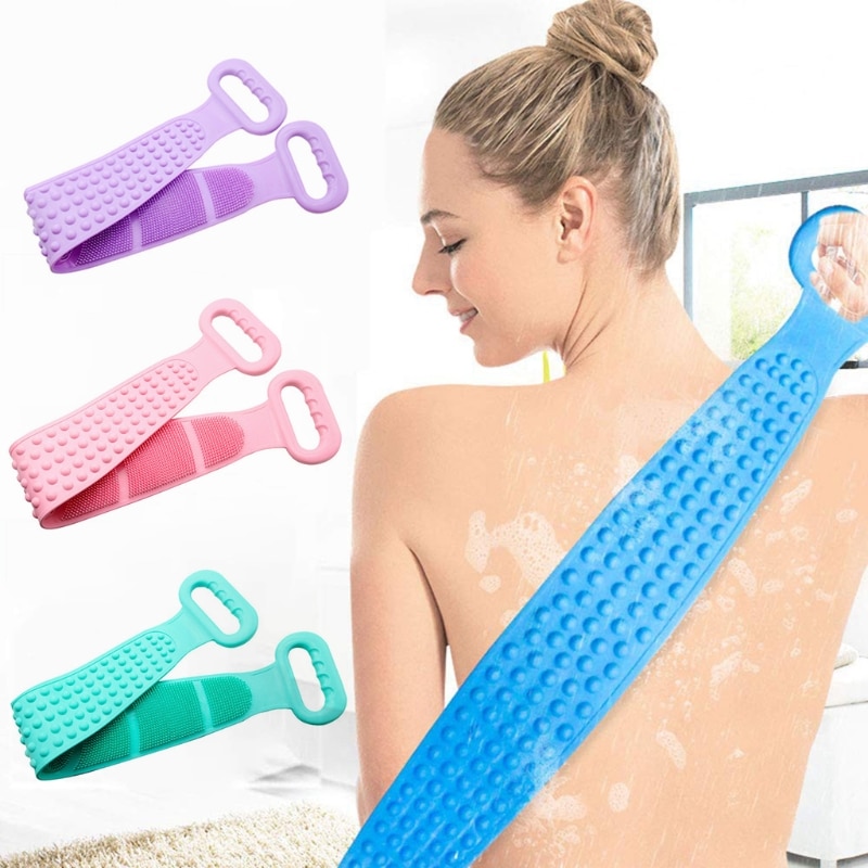 Unisexe Silicone dos épurateur bain corps peau brosse ceinture Double face exfoliant Massage douche nettoyage sangle accessoires de bain