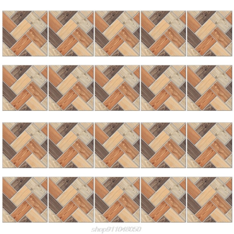 20pcs Imitation Wood Grain Tile Floor Wall Stickers DIY Self Adhesive Kitchen Bathroom Home Decoration A01 21: A