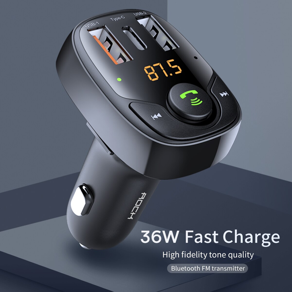 Felsen B301 Bluetooth Auto FM Sender USB PD Auto Ladegerät Schnell Schnell Ladung Überwachung für Handys MP3 Spieler Dual UNS 36W