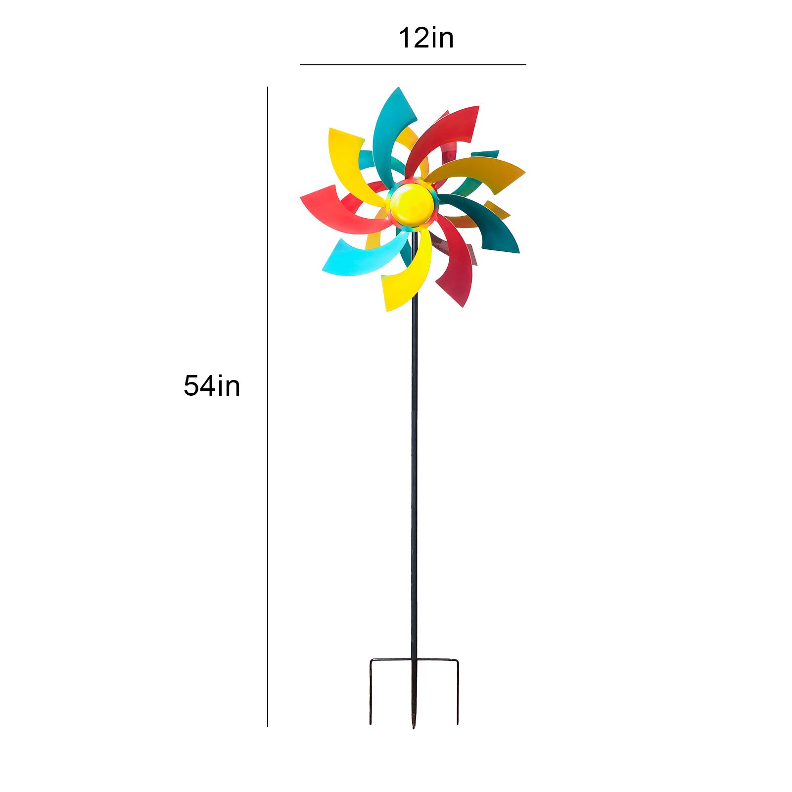 Kinetic Wind Spinners 12X54 Inch Metal Wind Catchers Garden Sculptures &amp; Statues Garden Decorations Double Windmill Spinner With