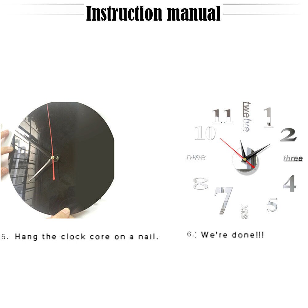 DIY 3D Mirror Surface Large Number Wall Clock Stickers Modern Home Decor Roman Wall Clock Digital Clock Wall Clocks
