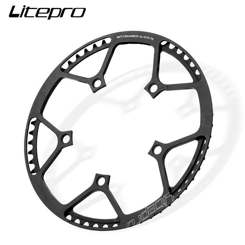 Litepro Folding Bike Chainring 45T/47T/53T/56T/58T Crankset 130BCD BMX Chainwheel Ultralight AL7075 Folding Bicycle Crank