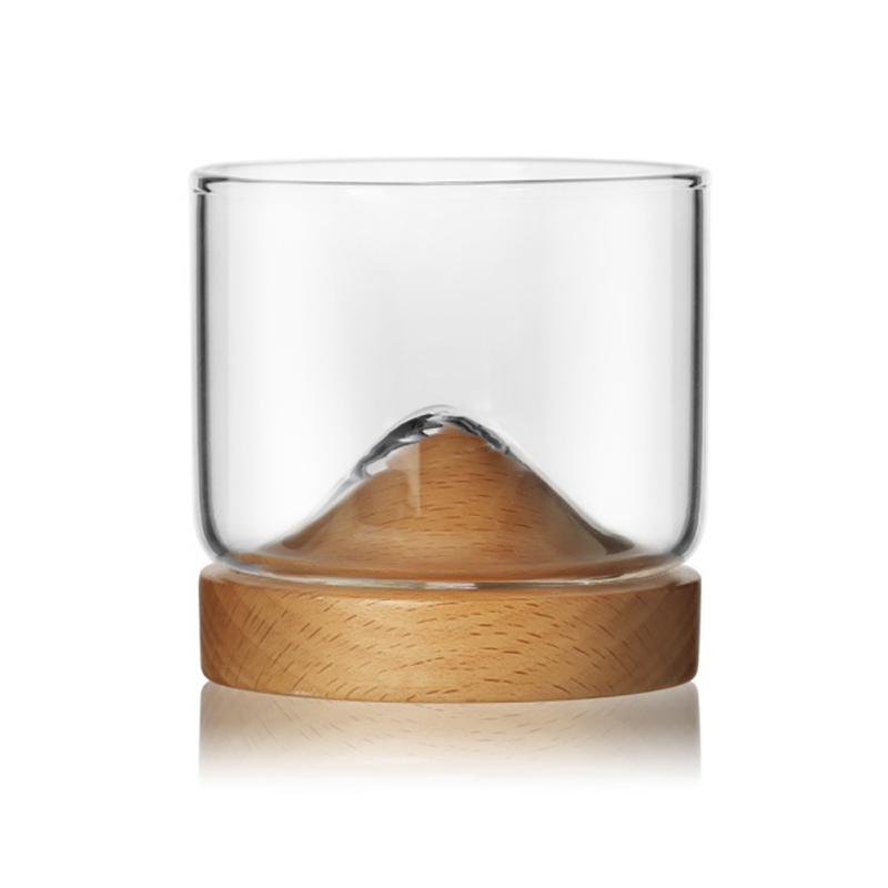 Hjemmekøkken whiskyglas bjerg træbund vin gennemsigtig glaskop til whiskyvin vodka til barklub: B