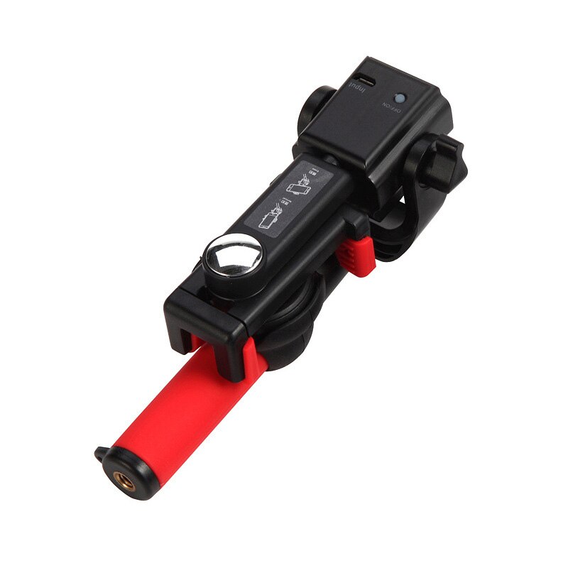 Bfollow auto 360 roterende gimbal panorama video selfie stick til iphone huawei xiaomi med spejl bluetooth fjernbetjening smartphone: Rød
