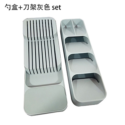 Messer Halfter Hohe Menge PP Geschirr Schublade Organizer Fach Messer Utensil Gestell Universal- Messer Stand Organizer Küche Werkzeuge: einstellen grau
