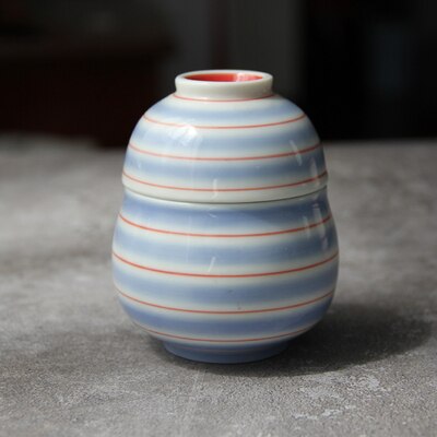 Japanese-style ceramic tableware Japanese-style steamed egg cup hand-painted blue colorful steaming bowl water-in-water: 3