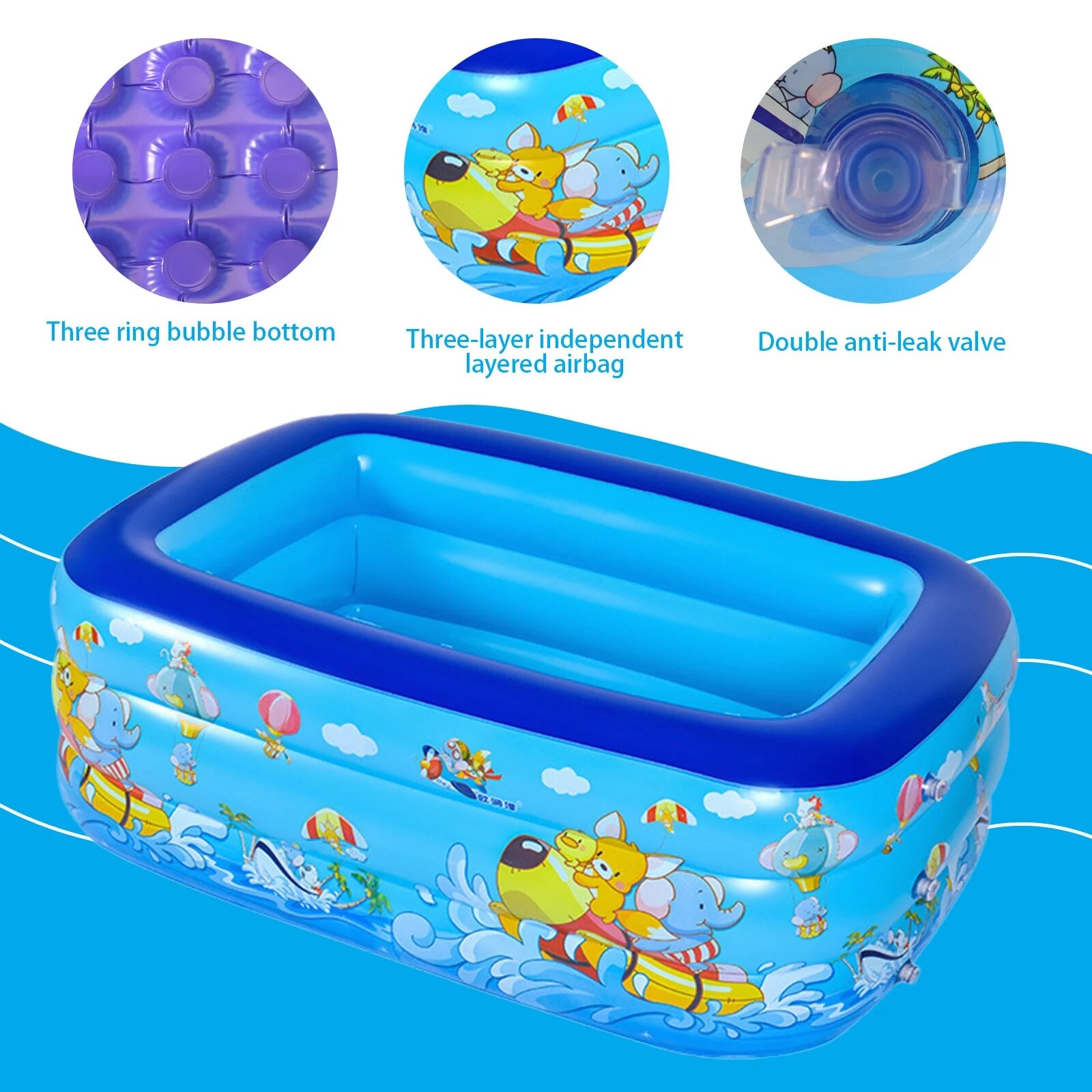120/130 CM Rectangulaire Gonflable Piscine Pataugeoire Baignoire Extérieure Piscine D'été Pour Les Enfants