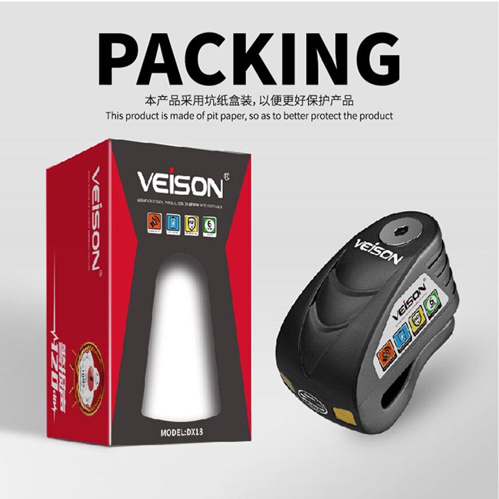 Veison motorfiets alarm waterdicht fietsalarm quad slot scooter schijfrem fietsslot motorfiets anti-diefstal motopadlock accessoires