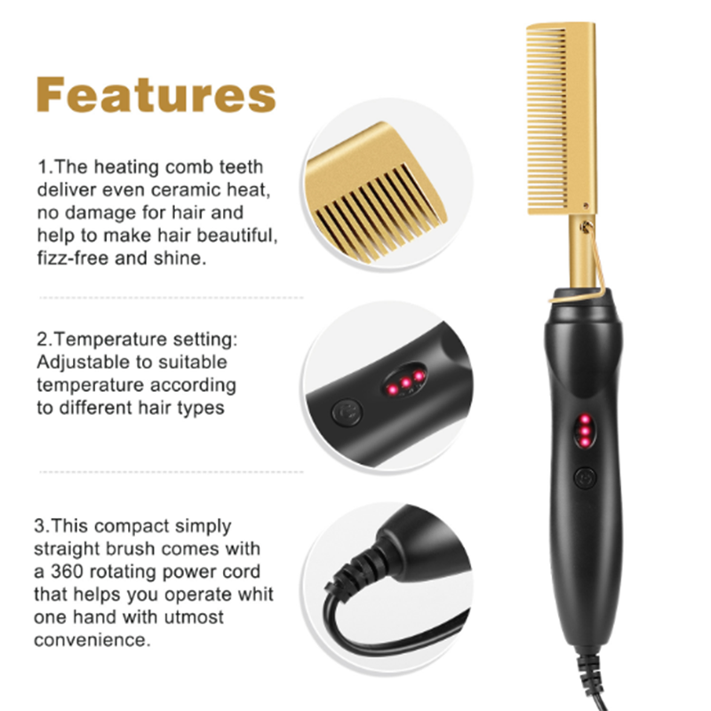 Cepillo alisador de pelo multifunción, plancha de pelo, plancha de calor