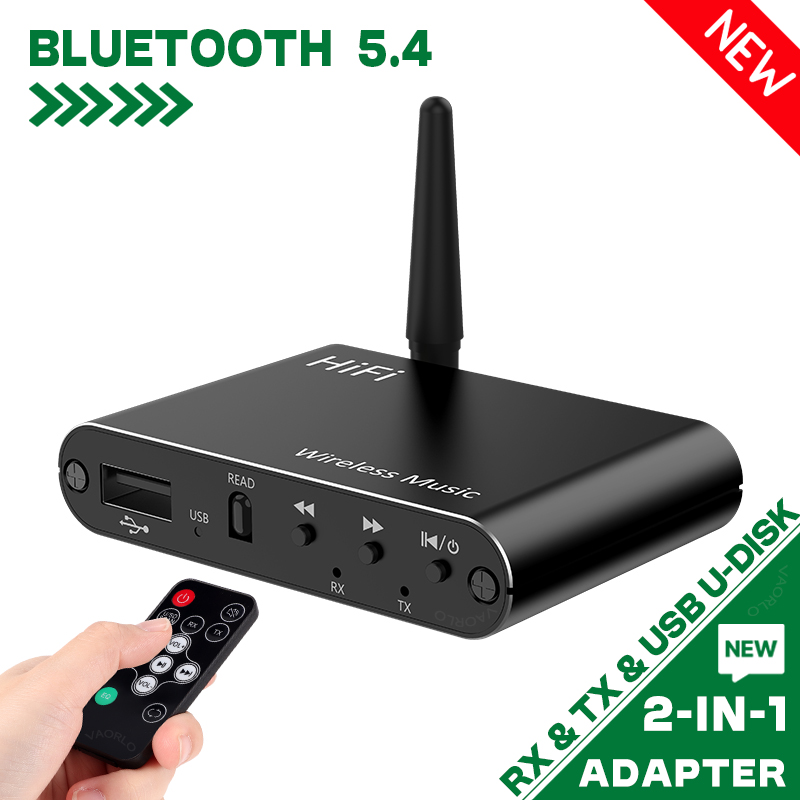 VAORLO Bluetooth 5.4 Audio Sender Empfänger 3,5 mm AUX RCA USB U-Disk DSP Dekodierung EQ HIFI Stereo Surround Musik Wireless Adapter mit Antenne Fernbedienung: Default Title