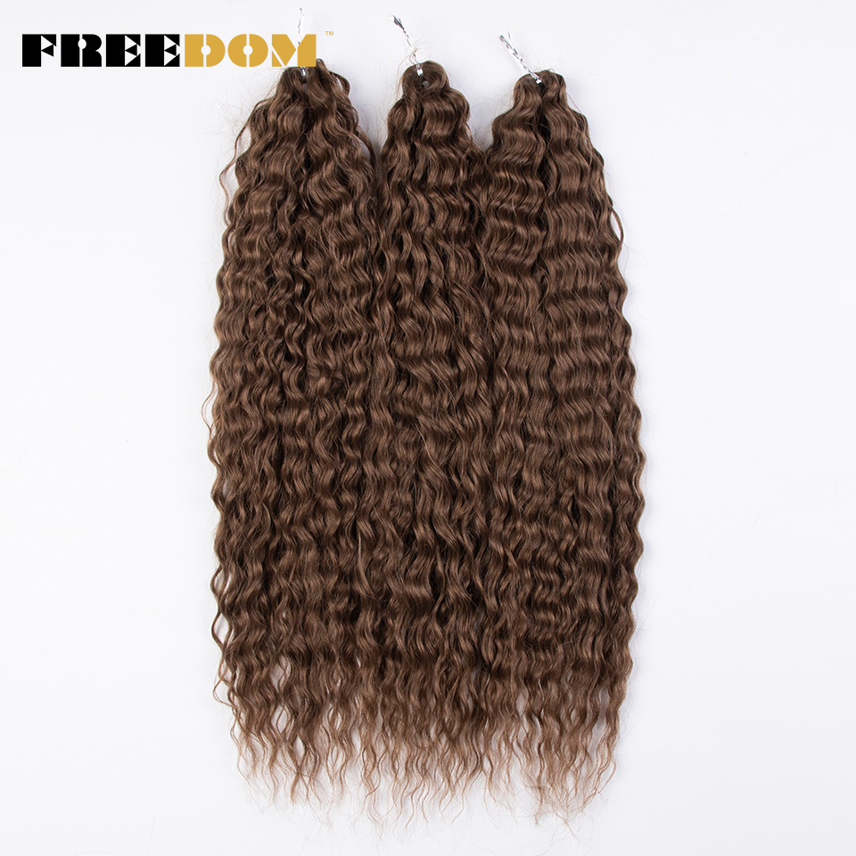 FREEDOM pelo rizado sintético para trenzas 24 pulgadas onda de agua Twist Crochet trenza pelo Ombre Rosa jengibre extensiones de cabello trenzado: P4 / 24
