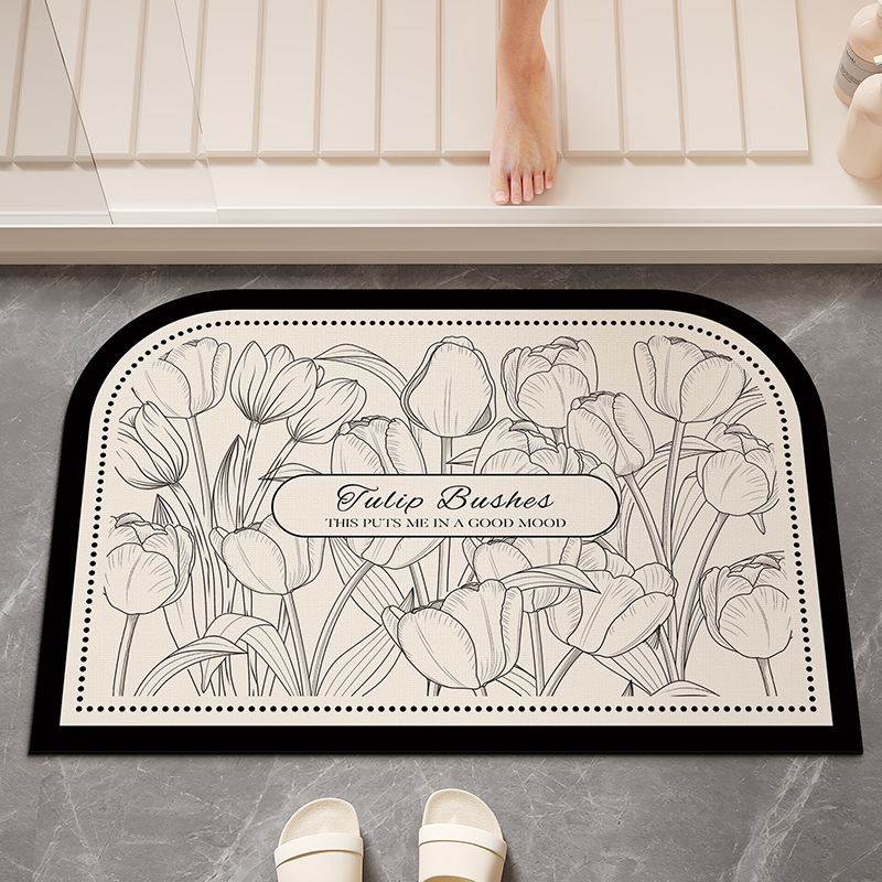 Japan imported muj Wuyin bathroom floor mat diatom mud water absorption quick drying leave-in non-slip household bathroom carpet: 45x70cm / Burgundy