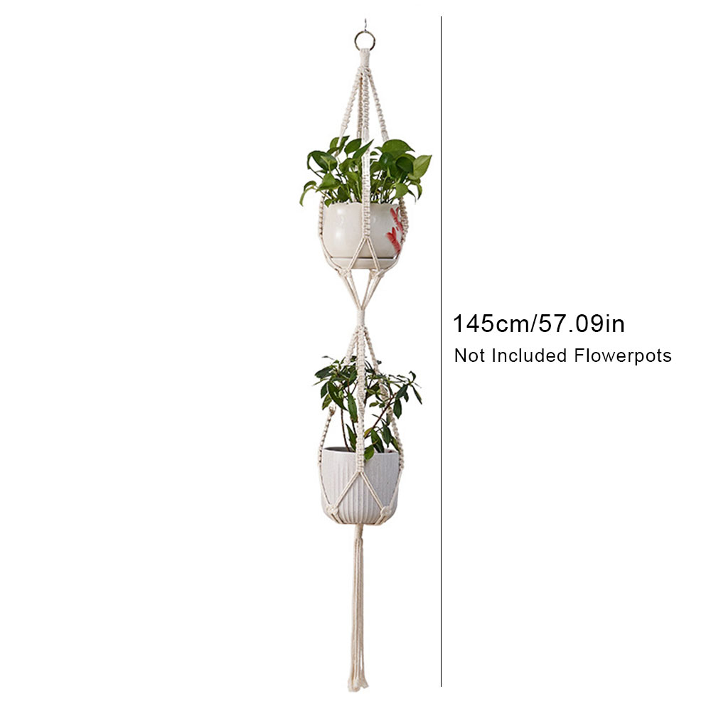 Handgemaakte macramé plantenhangers, bloempotten, balkonhangers, geknoopte hijstouwen, tuinbenodigdheden: Donker kaki