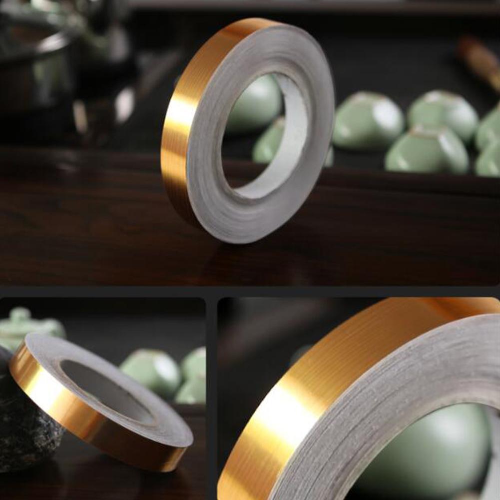 50M Gold Kleur Zelfklevende Waterdichte Muur Tape Strip Vloertegel Schoonheid Naad Sticker Home Decoratie: Gold / 1cm