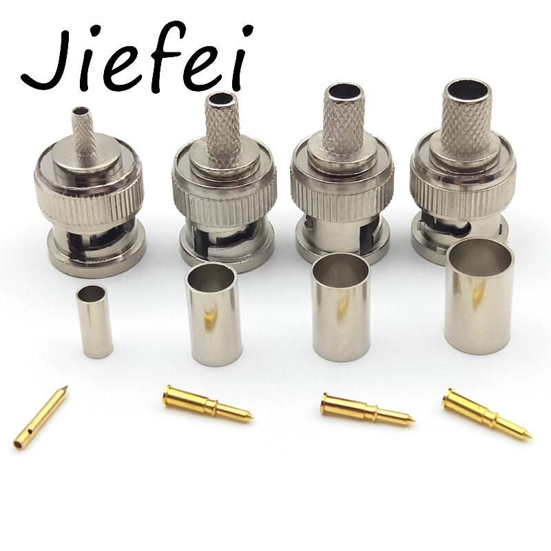 10 juegos de 3 piezas BNC macho RG316 RG58 RG59 RG6 Crimp Cable coaxial conector adaptador derecho