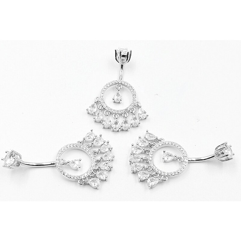 925 Plata vientre piercing ombligo joyería para mujeres cristal borla piercing de cuerpo punk