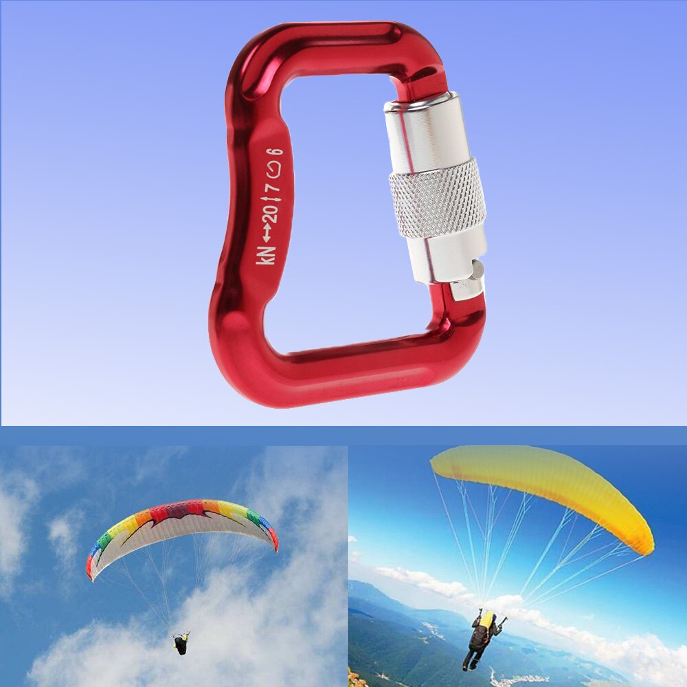 20KN Twisted Lock Paragliding Paraglider Carabiner Main Lock Rectangular Reserve Parachute Buckle Hook Clasp